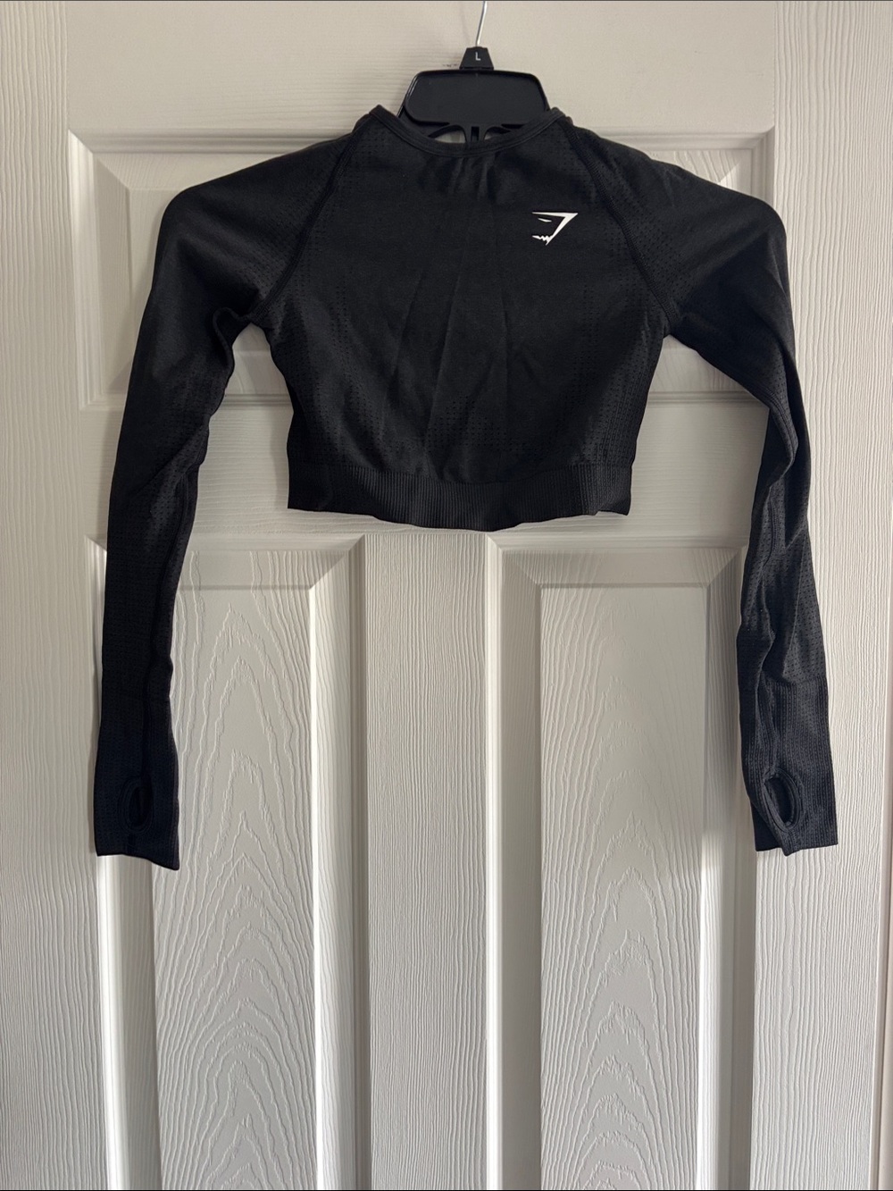 Gymshark Black Long-Sleeve Cropped Athletic Top